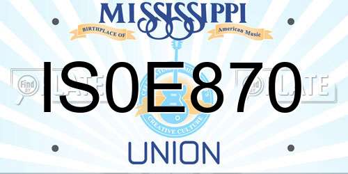 IS0E870 Mississippi License Plate