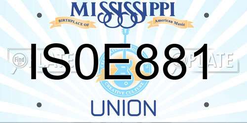 IS0E881 Mississippi License Plate