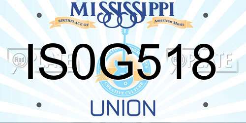 IS0G518 Mississippi License Plate