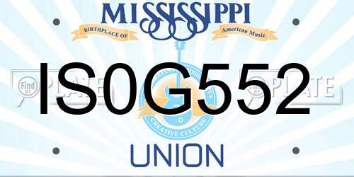 IS0G552 Mississippi License Plate
