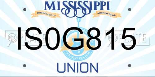 IS0G815 Mississippi License Plate