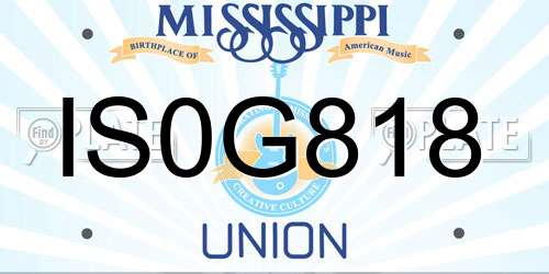 IS0G818 Mississippi License Plate
