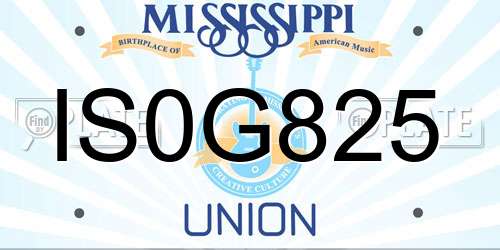 IS0G825 Mississippi License Plate