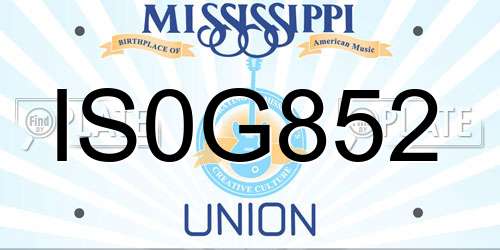 IS0G852 Mississippi License Plate