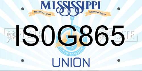 IS0G865 Mississippi License Plate