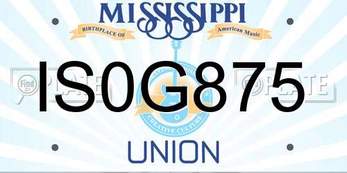 IS0G875 Mississippi License Plate