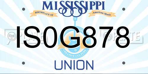 IS0G878 Mississippi License Plate