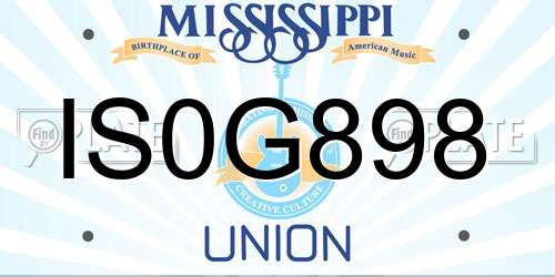 IS0G898 Mississippi License Plate