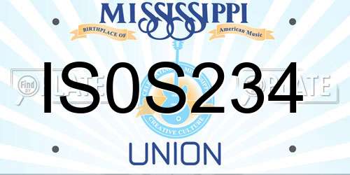 IS0S234 Mississippi License Plate