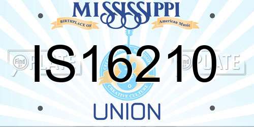 IS16210 Mississippi License Plate