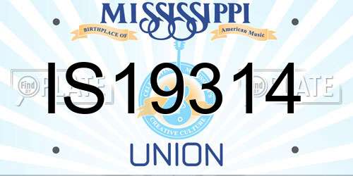 IS19314 Mississippi License Plate