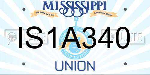 IS1A340 Mississippi License Plate