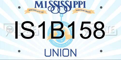 IS1B158 Mississippi License Plate