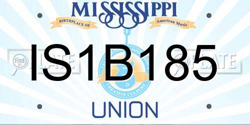 IS1B185 Mississippi License Plate
