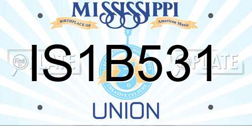 IS1B531 Mississippi License Plate