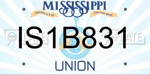 IS1B831 Mississippi License Plate