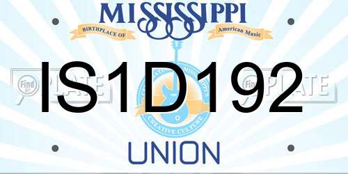 IS1D192 Mississippi License Plate