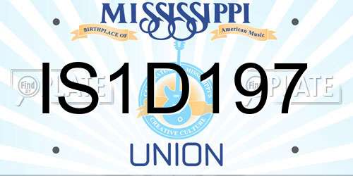 IS1D197 Mississippi License Plate