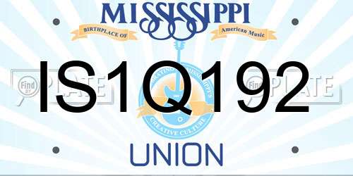 IS1Q192 Mississippi License Plate