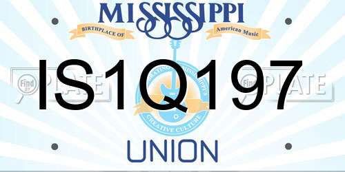 IS1Q197 Mississippi License Plate