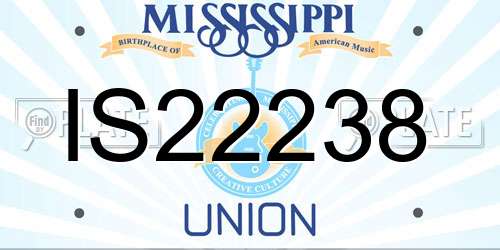 IS22238 Mississippi License Plate