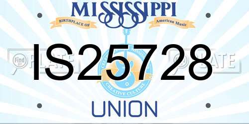 IS25728 Mississippi License Plate