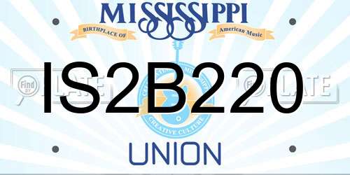 IS2B220 Mississippi License Plate
