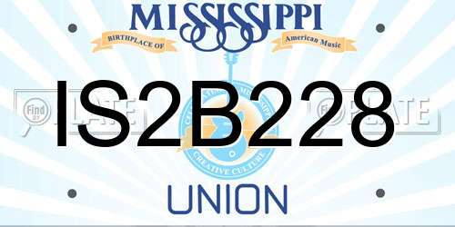 IS2B228 Mississippi License Plate
