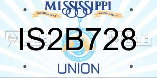IS2B728 Mississippi License Plate