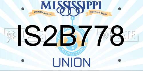 IS2B778 Mississippi License Plate