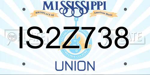 IS2Z738 Mississippi License Plate