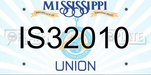 IS32010 Mississippi License Plate