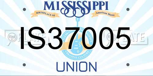 IS37005 Mississippi License Plate