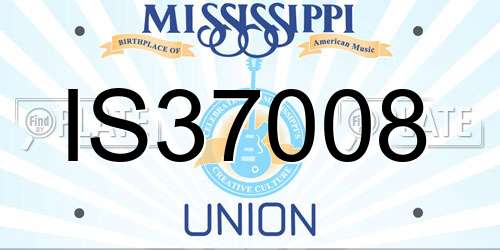 IS37008 Mississippi License Plate