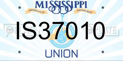 IS37010 Mississippi License Plate