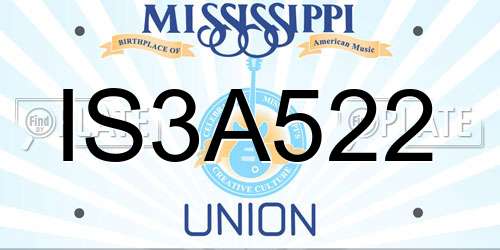 IS3A522 Mississippi License Plate