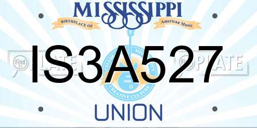 IS3A527 Mississippi License Plate