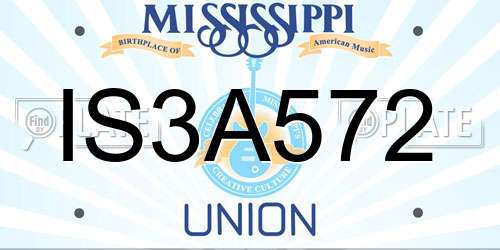 IS3A572 Mississippi License Plate