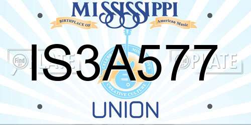 IS3A577 Mississippi License Plate