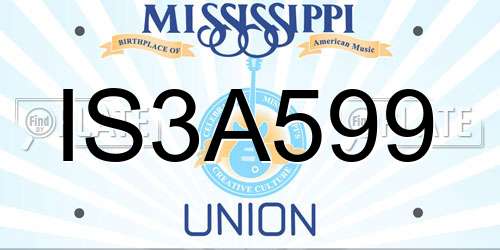 IS3A599 Mississippi License Plate