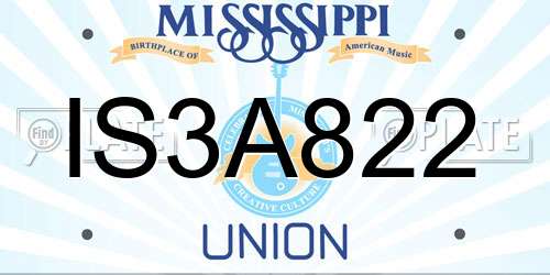 IS3A822 Mississippi License Plate