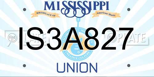 IS3A827 Mississippi License Plate