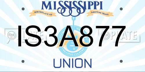 IS3A877 Mississippi License Plate