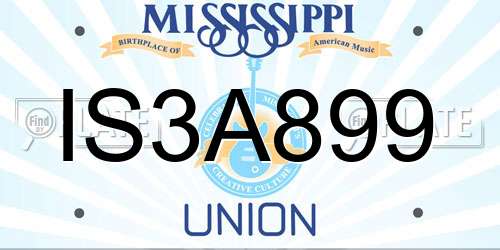 IS3A899 Mississippi License Plate