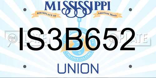 IS3B652 Mississippi License Plate