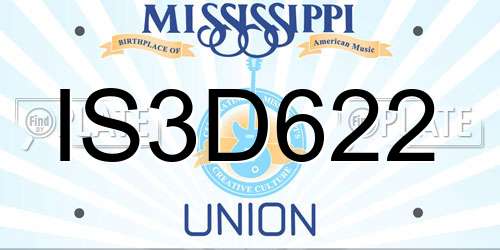 IS3D622 Mississippi License Plate