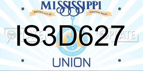 IS3D627 Mississippi License Plate