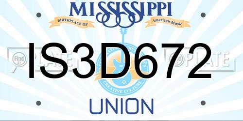IS3D672 Mississippi License Plate