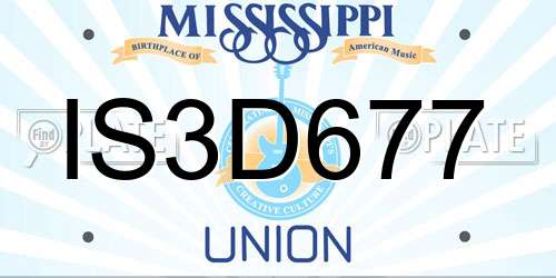IS3D677 Mississippi License Plate