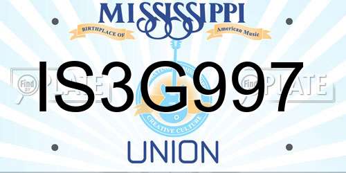 IS3G997 Mississippi License Plate